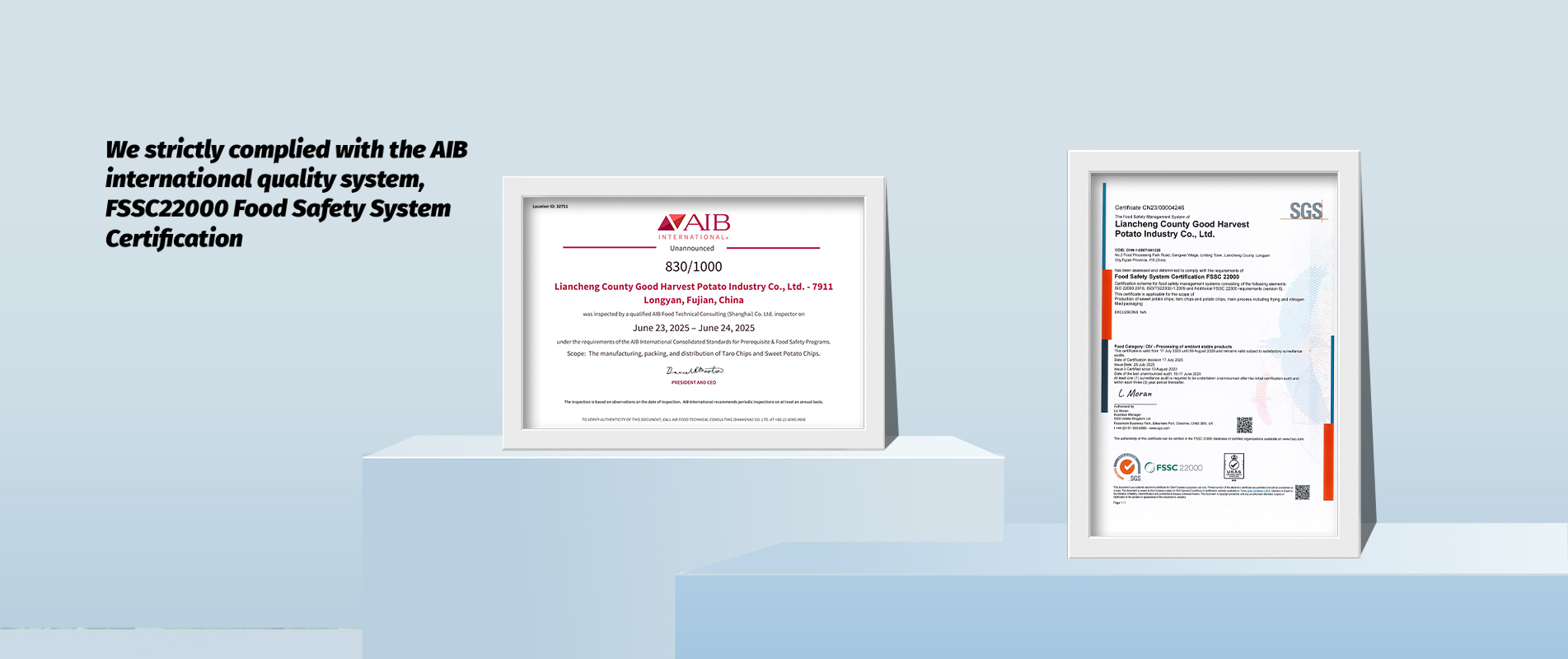 AIB- und FSSC22000-Zertifikate